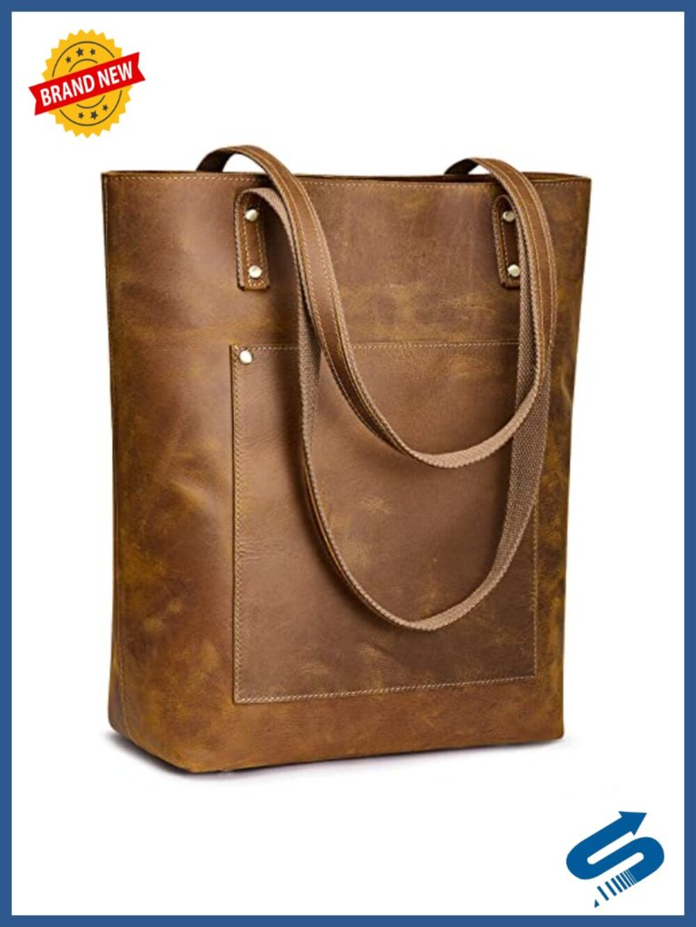 Genuine Leather Tote Bag for Women with Padded Laptop Compartment Travel Work